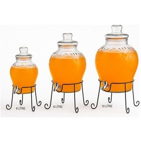 Resim 10 Litre Musluklu Cam Su Sebili Şerbetlik Ve Damacana Metal Ayaklı Beyaz 