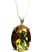 Resim Gümüş Oval Büyük Taşlı Zultanit Kolye 