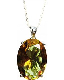 Resim Gümüş Oval Büyük Taşlı Zultanit Kolye 