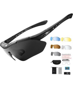 Resim Schulzz Rockbros Polarize %100 Uv Korumalı Siyah 5 Lensli Bisiklet Spor Dağ Kayak Gözlüğü 