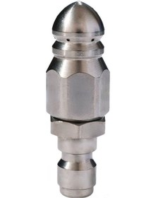Resim Maiyame Stainless Steel Yüksek Basınçlı Aracı Temizleme Nozzle, Kanal Temizleme Ve Tıkanıklık Açma Fonsiyonu, 1/4 Erkek Bağlantı 1 Ön 6 Arka Delik 
