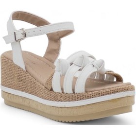 Resim Zorde Dolgu Topuk Hasırlı Kadın Sandalet - Beyaz - 38 Beyaz 