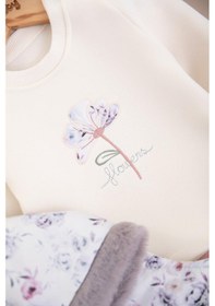 Resim Kız Bebek Şardonlu Çiçekli Peluş Yelekli Takım 3 Parça 2603 Pembe 