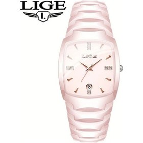 Resim Fochsia Lıge Kadınlar Pembe Seramik Kordonlu Zarif Lüks Kuvars Tarihli Kadın Kol Saati Diğer 