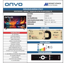 Resim Onvo 65OVF9250UQ 65'' 165 Ekran 4K Ultra HD Google Smart QLED TV 