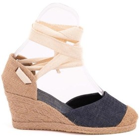Resim Star Tombis Gerçek Elişi Kot Mavisi Ipli Dolgu Topuk Keten Espadril Handmade Mavi 