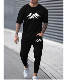 Resim classy moda Unisex Oversize Eşofman Takımı Kısa Kollu T-shirt Rahat Kalıp Günlük Spor Yazlık 