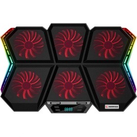 Resim Rampage AD-RX44 X-GALE 6 Fanlı 12 RGB Işık Modlu 7 Kademe Standlı LCD Göstergeli Notebook Soğutucu 
