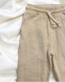 Resim Nanica Kids Erkek Bebek Keten Beli Lastikli Bol Paçalı Pantolon-14077 Bej 