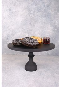 Resim Justwood Mummy Siyah 30 Cm Şekilli Ayaklı Pasta Sunum Tabağı Siyah 
