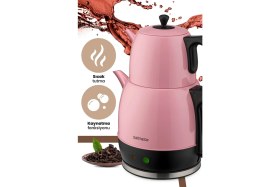 Resim Geniş Hazneli Pembe Paslanmaz Çelik Çay ve Su Isıtıcı Makinesi 