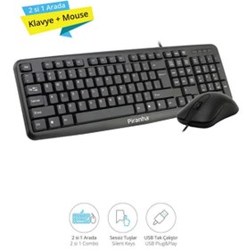 Resim Piranha 2325 Kablolu Klavye & Mouse Set | Türkçe Q Klavye | USB Optik Mouse | Ev & Ofis 