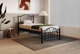 Resim Argimo Bella Tek Kişilik Ferforje Metal Karyola - 90x200 / Siyah 