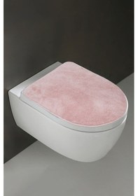Resim Klozet Kapak Örtüsü Ultrasoft Düz Pembe Krem 