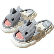 Resim Little Shark Keten Terlikler İç Mekan Pamuklu Terlikler Gri 