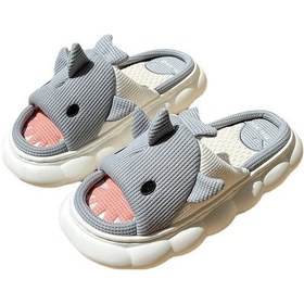 Resim Little Shark Keten Terlikler İç Mekan Pamuklu Terlikler Gri 