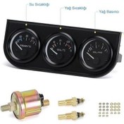Resim Neevoyu 52mm 2 İnç Araba Modifikasyon Üçlü Göstergesi - Yağ Sıcaklığı, Su Sıcaklığı Ve Yağ Basıncı Sensörlü Kombi Gauge 