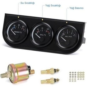 Resim Neevoyu 52mm 2 İnç Araba Modifikasyon Üçlü Göstergesi - Yağ Sıcaklığı, Su Sıcaklığı Ve Yağ Basıncı Sensörlü Kombi Gauge 