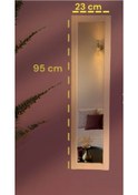 Resim Ahşap Dekoratif Doğal Duvar Dekor Ayna 95x23 Ahşap 