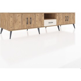 Resim Kronos Tv Ünitesi 3 Raflı Tek Çekmeceli 4 Kapaklı 220x59x51 Çam-çam/aytaşı Atlas Çam/aytası - Atlas Çam 