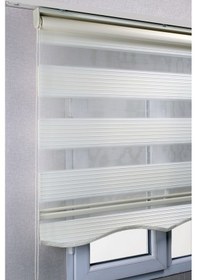 Resim Etekli Krem Pileli Zebra Kaliteli Güneşlik Stor Perde 