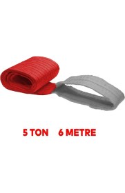 Resim Yük Kaldırma Sapan Polyester Spanzet 5 Ton 6 Metre Kırmızı Sağlam Taşıma Indirme Araç Çekme Halat 