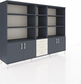 Resim Hyperion Dolap 11 Raflı 3 Çekmeceli 4 Kapaklı 220x44x163 Antrasit Antrasit-antrasit/aytaşı 