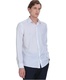 Resim Beyaz Comfort Fit Slim Yaka Uzun Kollu Casual Gömlek 4111993 