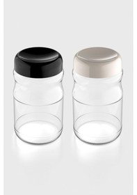 Resim Renga Mono 1700 Ml 2'li Cam Kavanoz Seti 131076 Siyah-bej Renkli 
