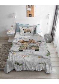 Resim Safari Desenli Tek Kişilik Pike ( Yastık Kılıflı ) 