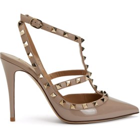 Resim Rockstud Pudra Deri Stiletto 