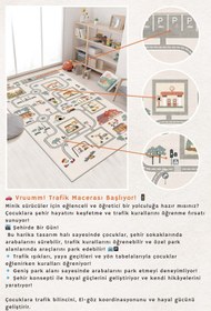 Resim West Home Oyun Halısı Makinede Yıkanabilir Kaymaz Taban Antibakteriyel Yol Desenli Çocuk Halısı 