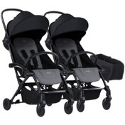 Resim Bumprider Connect³ İkiz Bebek Arabası / Black - Grey Melange & Yan Düzenleyici Çanta Hediyeli 