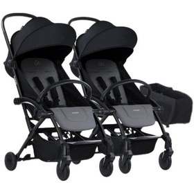Resim Bumprider Connect³ İkiz Bebek Arabası / Black - Grey Melange & Yan Düzenleyici Çanta Hediyeli 