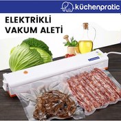 Resim Küchen Pratic Ev Tipi Elektrikli Vakum Makinesi - Gıda Vakum Makinesi - 10 Poşet Hediye Küchen Pratic Sadece Vakum Makinesi ve Vakum Poşeti Üretir.