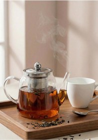 Resim Corbeen Borosilikat Cam Demlik - 1 Litre, Düz Şeffaf 