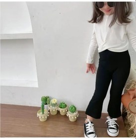 Resim Kız Çocukları İçin Çizgili Yaz Bahçe Taytı, Balon Paça Kapri Eşofman Altı 401063494 SiYAH 