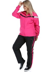 Resim Fantasy Pembe Kadın Yarım Balıkçı Yaka Boydan Fermuarlı Büyük Beden Eşofman Takımı Edy958p 