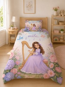 Resim Evmila Karikatüristik Müzik Temalı Nevresim Takımı - 100x150 cm Nevresim ( Bebek Boy Özelleştirilmiş ) + 35x45 cm Yastık Kılıfı 