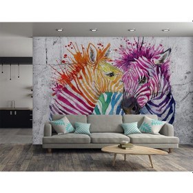 Resim Renkli Zebralar Duvar Kağıdı (361174423) 