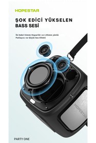 Resim Hopestar Party One RGB Işıklı Standlı Çift Mikrofonlu 80W IPX6 Suya Dayanıklı Bluetooth Hoparlör 