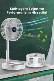 Resim Teknoloji Gelsin Vantilatör Teleskopik Fan Katlanabilir Taşınabilir Şarjlı 3 Kademe Mini Fan Soğutucu Masaüstü BEYAZ 