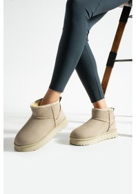 Resim Shoetek Lesva Kadın Bot İçi Kürklü Bej Süet Bej 
