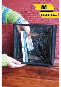 Resim Şeffaf Keçe Saklama Kutusu Önü Şeffaf Organizer, Kitap & Eşya Düzenleyici,siyah,orta Boy Siyah 