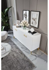 Resim ZEUGMA KONSOL MDF MEBRAN KAPAK BEYAZ GOLD 