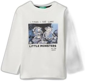Resim United Colors Of Benetton Erkek Çocuk Kabarık Baskılı Bisiklet Yaka Uzun Kollu T-Shirt 