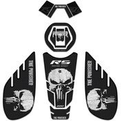 Resim Redline Grafik Bajaj Pulsar Rs 200 Siyah Karbon Punisher Edition Gidonlu Tank Pad Set 