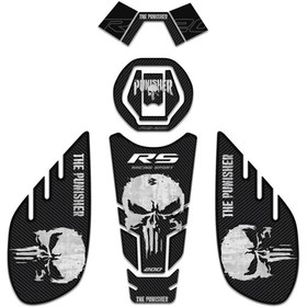 Resim Redline Grafik Bajaj Pulsar Rs 200 Siyah Karbon Punisher Edition Gidonlu Tank Pad Set 