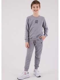 Resim U.S. Polo Assn. Lisanslı Erkek Çocuk Alt Üst 2 Parça Eşofman Takımı Us2231 Gri 