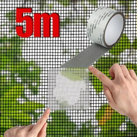 Resim 5m Pencere Ekran Onarım Kiti - Siyah, Gri, Beyaz 3 Katmanlı Güçlü Yapıştırıcı ve Pencere ve Ekran Kapıları için Su Geçirmez Fiberglas Örgü Bandı, Ev Güvenliği | Dayanıklı Pencere Koruma | Su Geçirmez Fiberglas Örgü 
